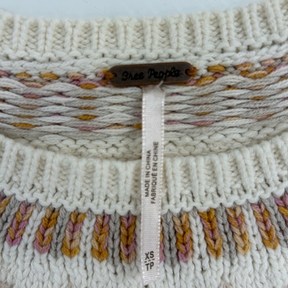 Free People Cream and Pink Knit Sweater - Picture 3 of 6
